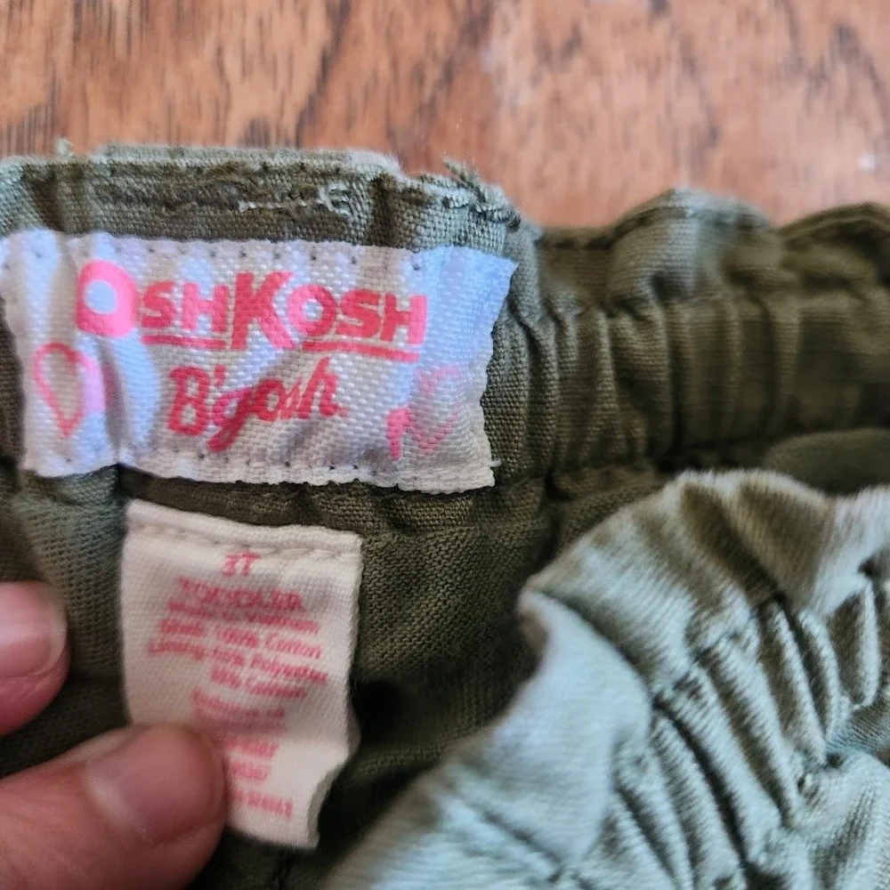 OshKosh Bgosh Girls 3T Olive Green Cotton Twill Skort Elastic Waist 593
